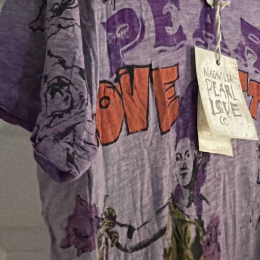 NWT Magnolia Pearl Purple Mermaid Love Letters Tee Hand Distressed One Size OSFM - Picture 13 of 16